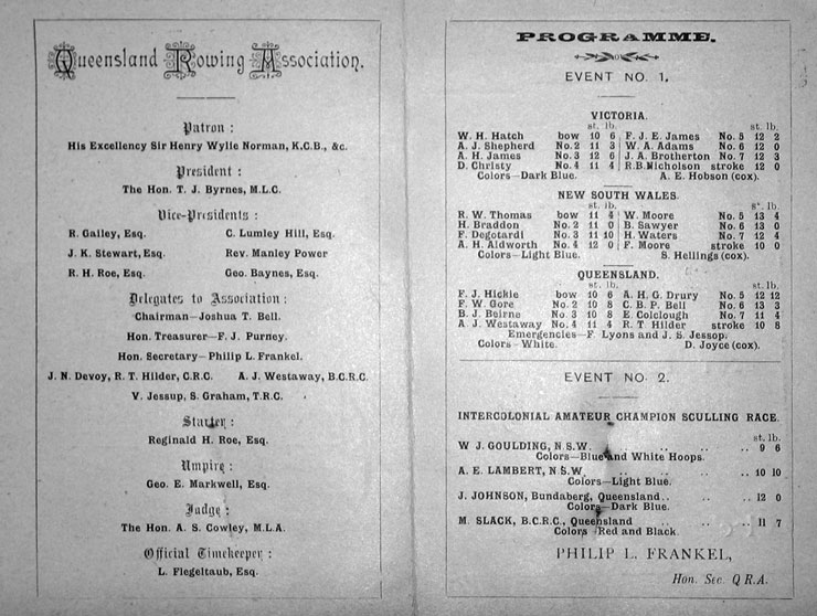 Inside pages of 1892 program
