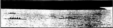 Clemes College (far right) at the finish of the 1929 Head of the River (Source: The Mercury, 6 May 1929)