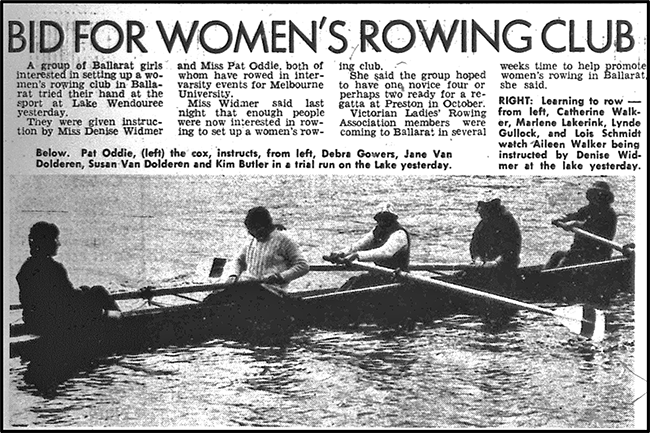 bid for women's rowing club newspaper photo