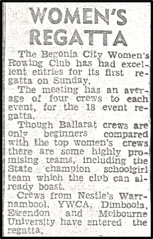 women's regatta newspaper article