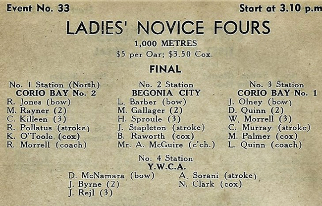 begonia city novice fours entries in program