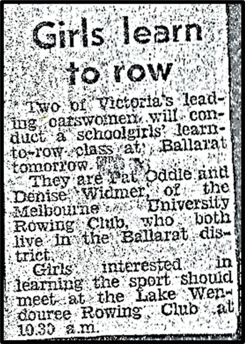 girls learn to row newspaper article
