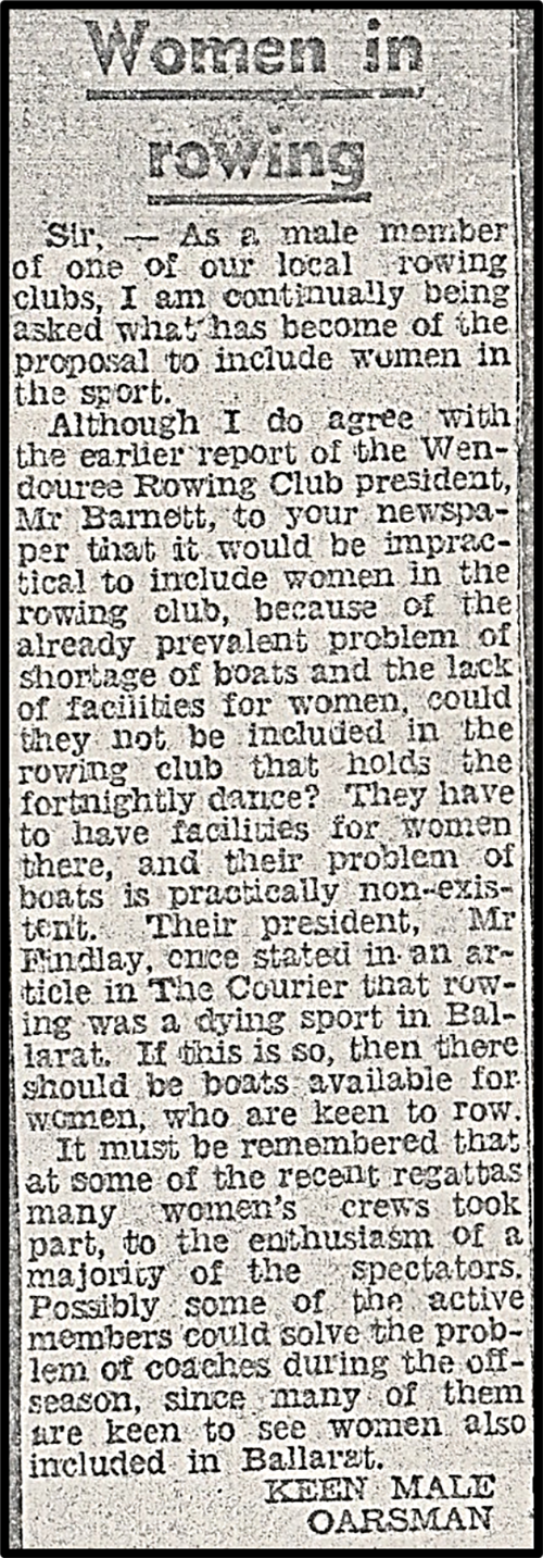 Women in Rowing newspaper article