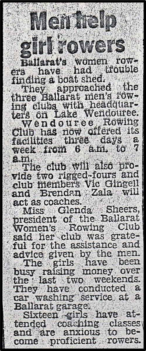 men help girl rowers newspaper article