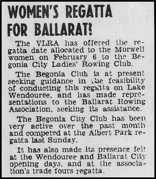 women's regatta for ballarat newspaper article