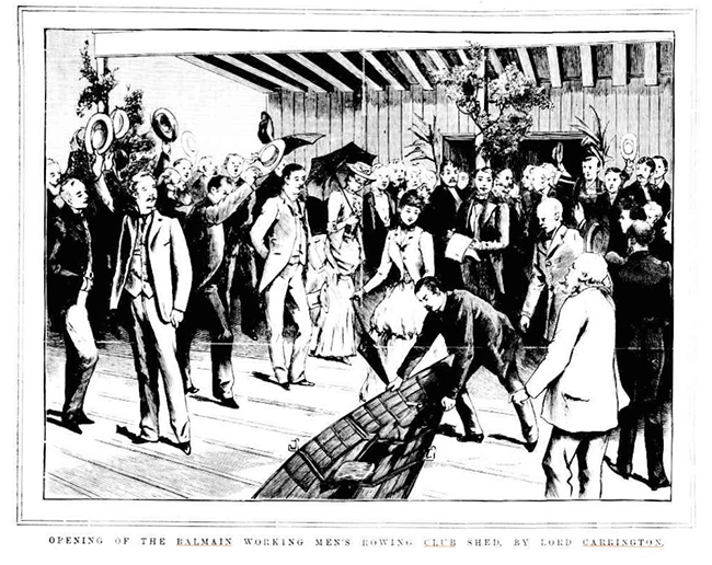 sketch of the opening of the Balmain Working Men’s Rowing Club