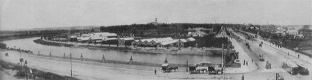 The rowing sheds after construction of the new bridge