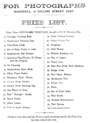 1883 Art Union Prize List