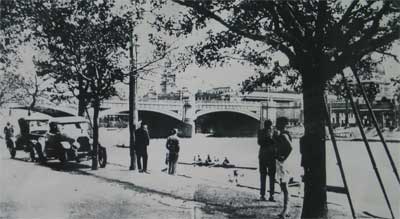 Scene outside Mercantile in the 1920s.