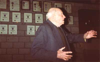 Jim Sprigg giving his last oration to the club in 1988