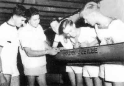 1953 Inspecting the new boat, Golden Jubilee