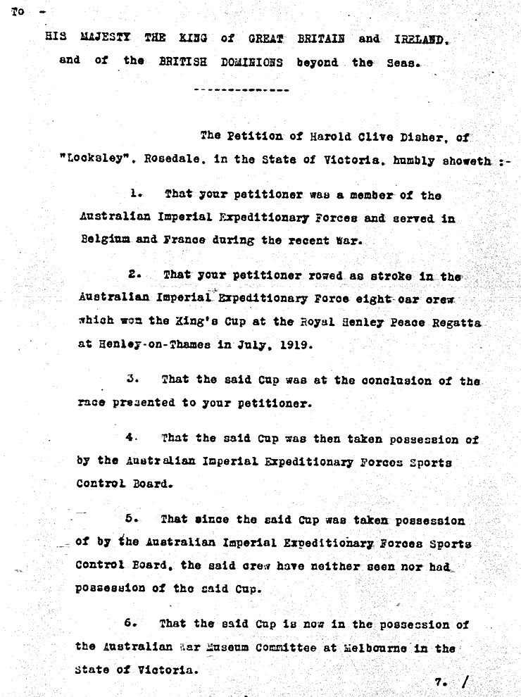 1920 petition to king, page 1