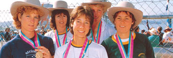 1984 Australian Women's coxed four celebrating