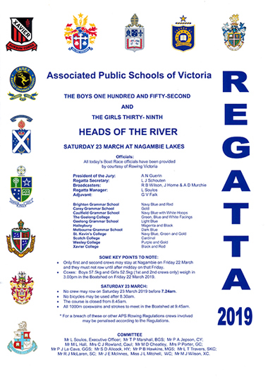2019 regatta program